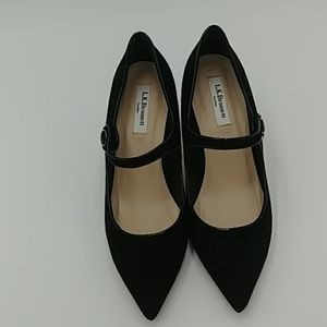 Women's L.K.Bennett Monica Black Suede Mary Jane Heel Pump Size 40 US 9.5 M